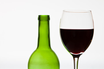Bottle wine and glass isolated