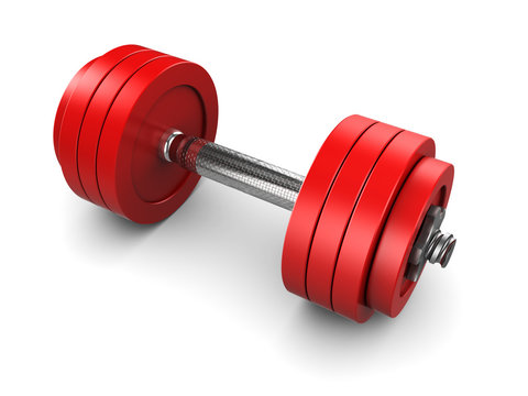 red dumbbell