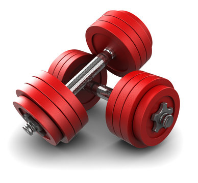 red dumbbells