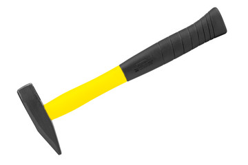 Metal hammer with a black handle