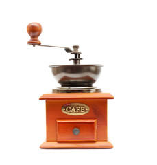 old wooden worm eaten coffee mill