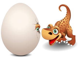 Dinosauro cucciolo con Uovo-Baby Dinosaur with Egg-Vector