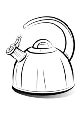 drawing teapot kettle, vector illustration