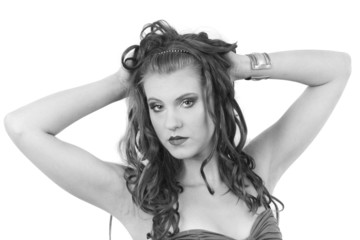 Sexy woman holding her head - B&W