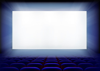 Projection screen in cinema. Vector illustration. - obrazy, fototapety, plakaty