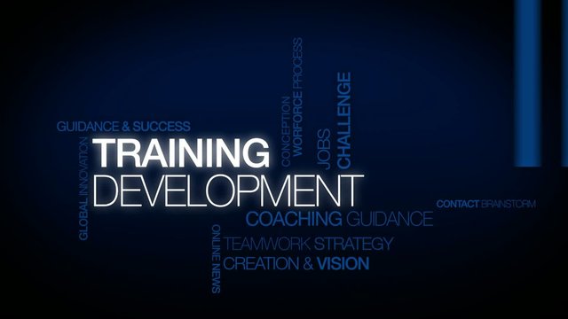 Training development coaching tag cloud animation background