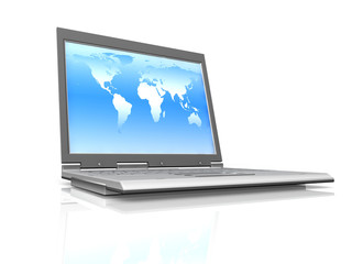 professional Laptop on white background with reflection