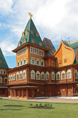Old traditional Russian wooden palace in Kolomenskoye (Moscow)