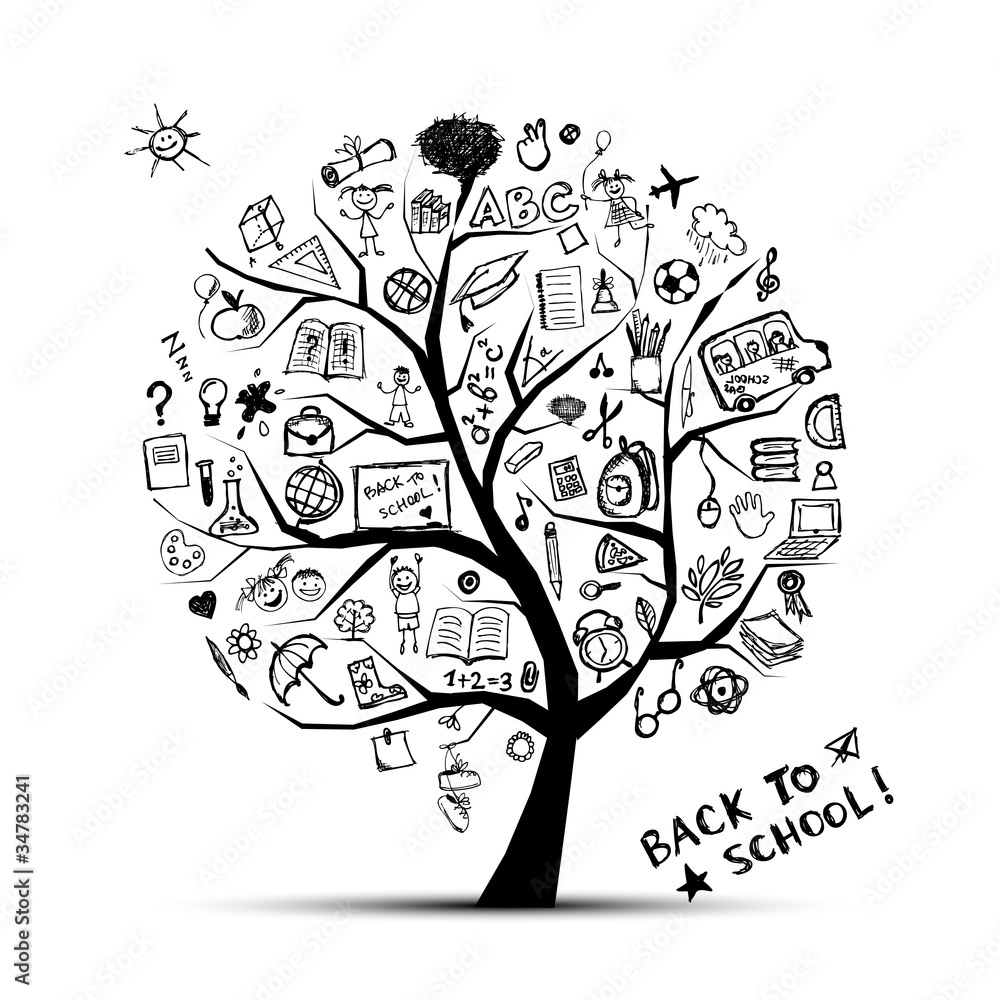 Poster tree of knowledge, concept of school for your design