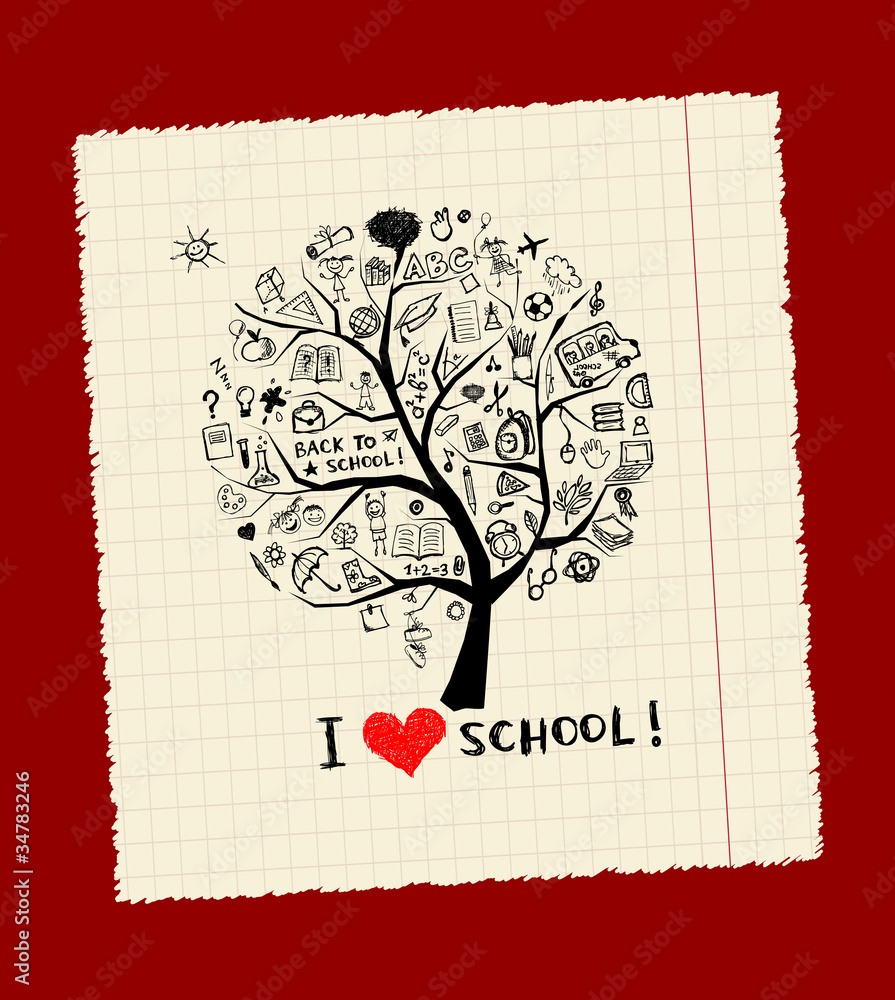 Poster tree of knowledge, concept of school for your design