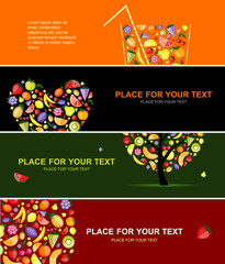 Naklejka premium Fruits banners horizontal for your design