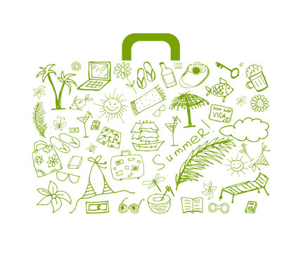 Summer holiday, suitcase for your design