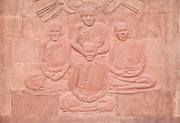 Native Thai art on low relief sculpture