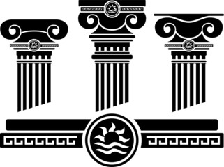 ionic columns and pattern. stencil