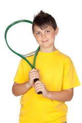 Adorable child with a tennis racket