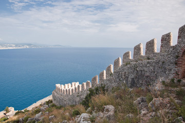 wall and sea in Alanya, Turkey