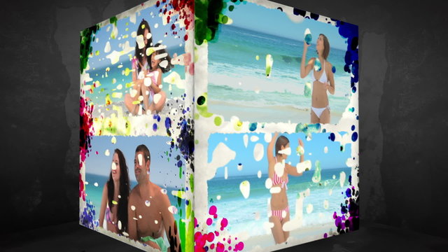 3D Animation-Cube of Family Beach Holiday