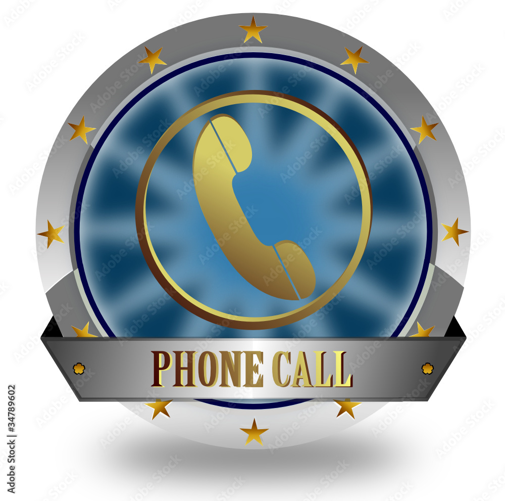 Sticker phone call gold & silver button