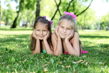 Fototapeta premium Little friends in the summer park