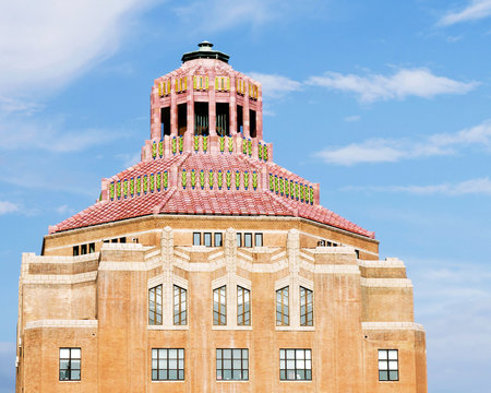 Art Deco Roof Of City Hall In Asheville, NC