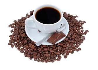 Fototapeta premium Coffee cup and grain