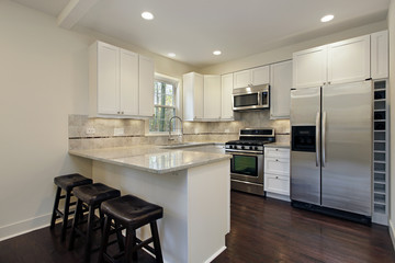 Kitchen with white cabinetry