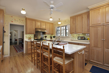 Kitchen with oak wood cabinetry