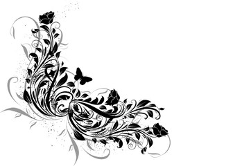 coin floral noir