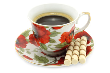 Cup of coffee with cookies