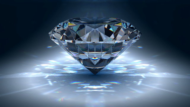 Diamond jewel on blue background