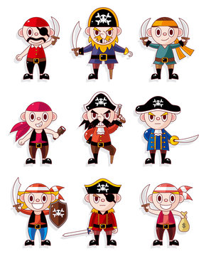 cartoon pirate icon set.