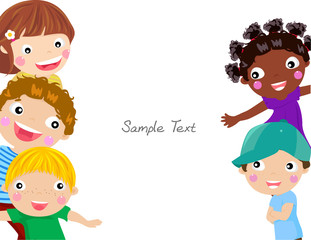 Cute cartoon kids frame