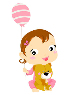 baby girl with balloon