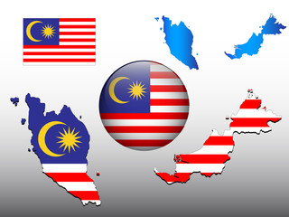 Vector illustration of Malaysia map and ball with flag pattern