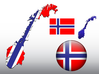 Vector illustration of Norway map and ball with flag pattern
