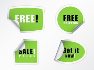 Vector illustration of green advertising sticker