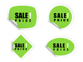 Vector illustration of green advertising sticker