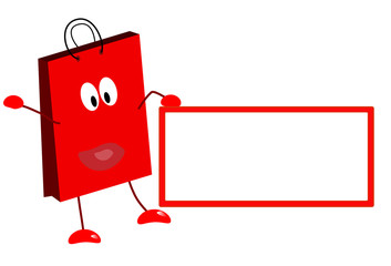 Fondo abstracto con bolsa para comprar y anuncio