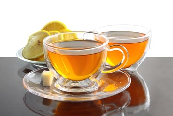 tea,sugar and lemon slices