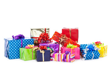 christmas gifts isolated on white