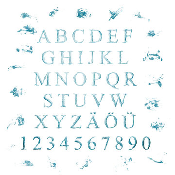 Alphabet with water letters