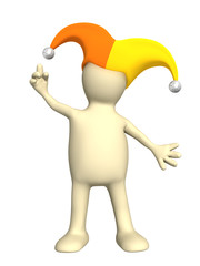 3d puppet, in a hat of the clown with bells