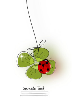Grusskarte Kleeblatt Marienk&auml;fer