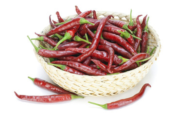 Red hot chilli peppers in basket
