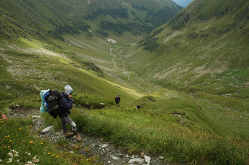 Fototapeta na wymiar Trekking in Fagaras Mountains, Southern Carpathians, Romania