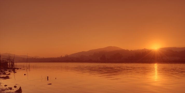 Atardecer enel rio Nilo, Egipto.