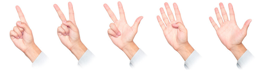 fingers counting from 1 to 5