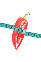 pepper wrapped with measuring tape to signify weight loss.