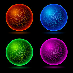 Naklejka premium A set of cracked balls.