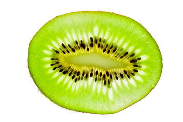 Vibrant slice of kiwi fruit